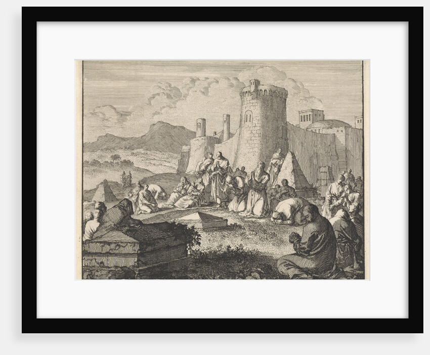 Early Christians come together at a cemetery by Jan Luyken