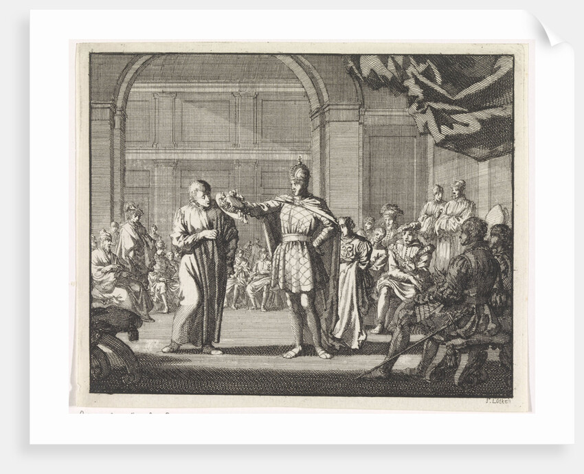 The Emperor takes a canon his richly decorated hat by Jan Luyken