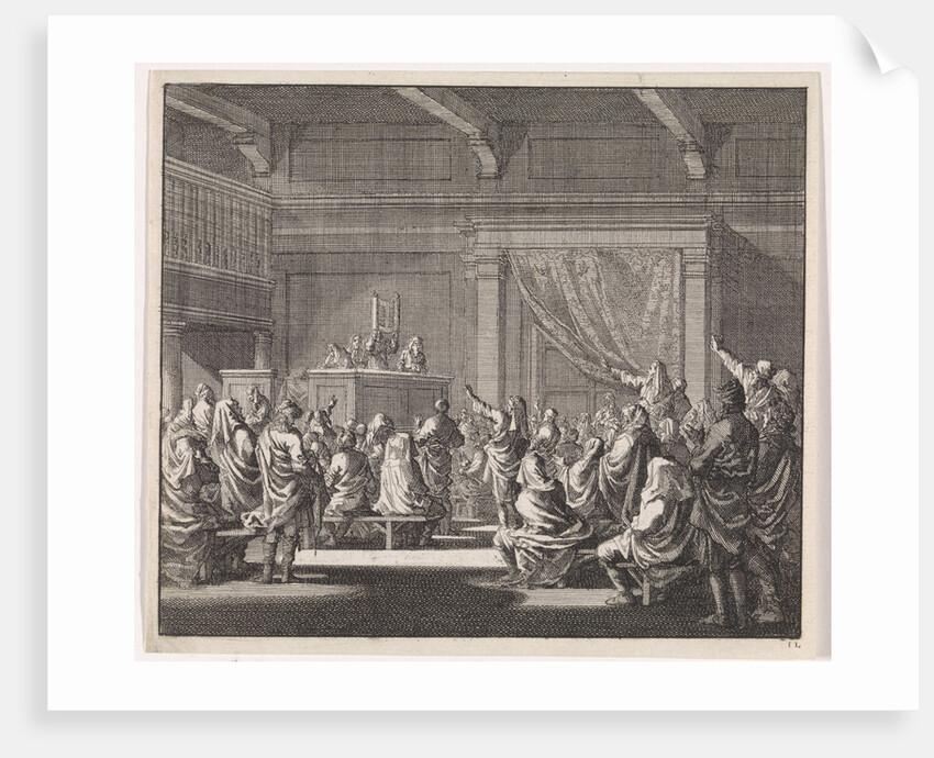Synagogue where a rabbi reads a law role by Hendrik van Damme