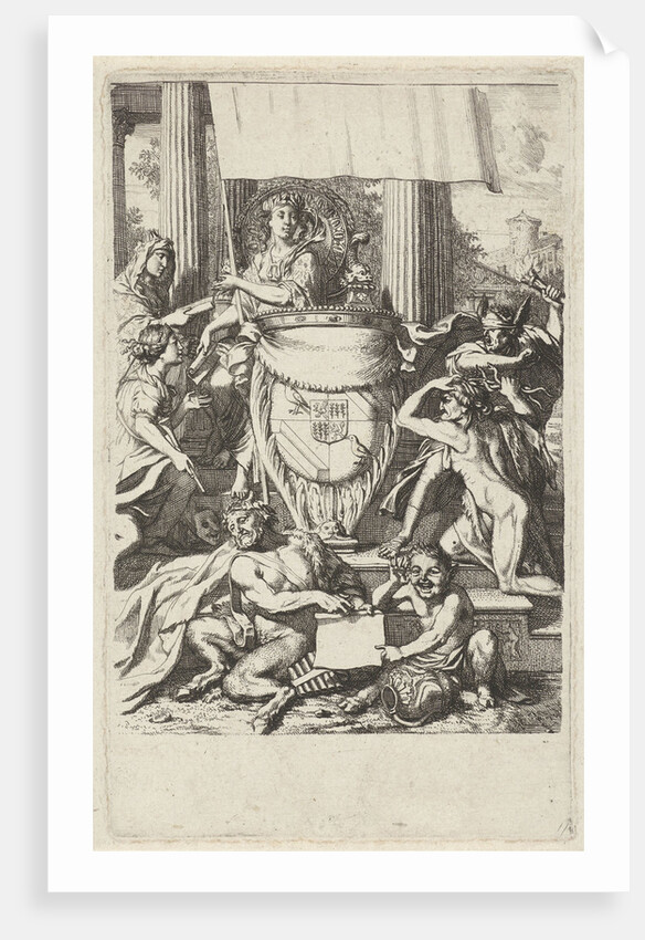 Coat of arms Geelvinck family surrounded by allegorical figures by Gerard de Lairesse