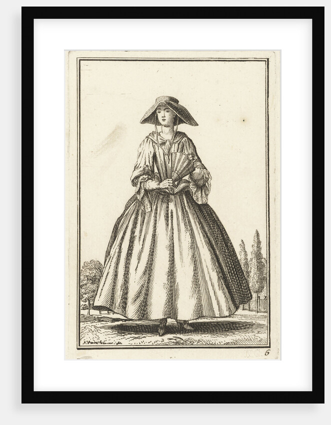 Woman with hat and fan by Adolf van der Laan