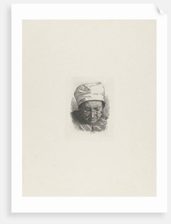 Head of an old woman with glasses and hat by A.C. Kramer