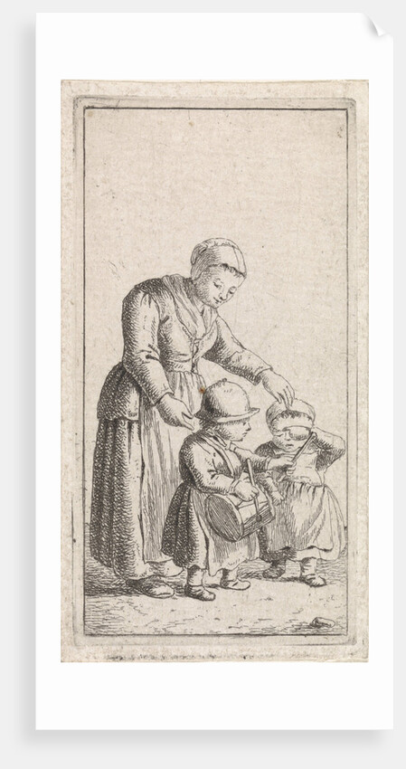 Woman with two children by Johannes Christiaan Janson