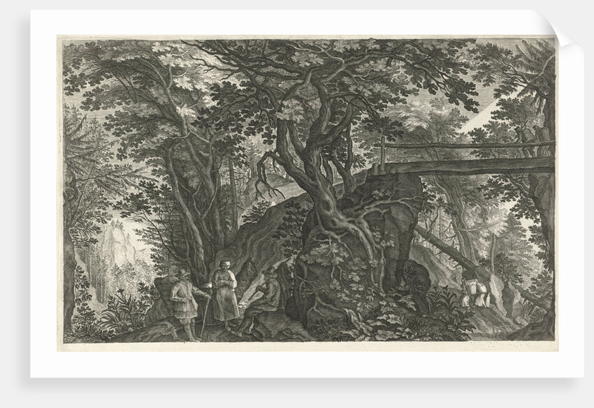 Wooded Landscape with a bridge by Pieter Stevens II