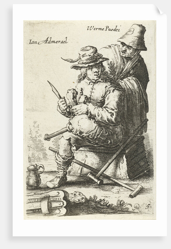 Man with wooden leg and an old woman by Salomon Savery