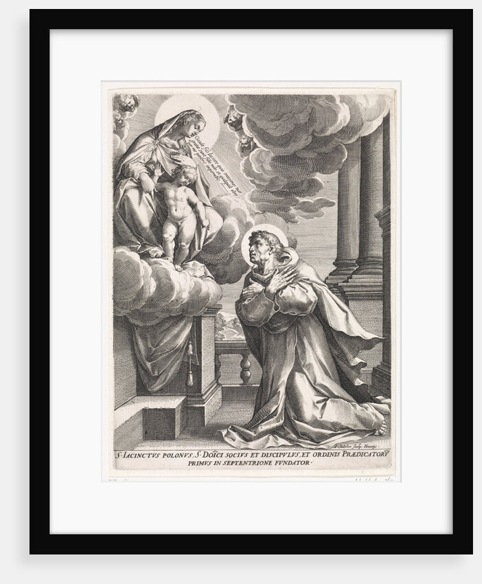 Saint Hyacinth of Poland worships Mary with the Christ Child by Johann Sadeler I