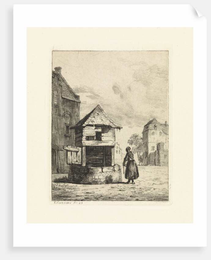 Girl at a waterhole by Cornelis Springer