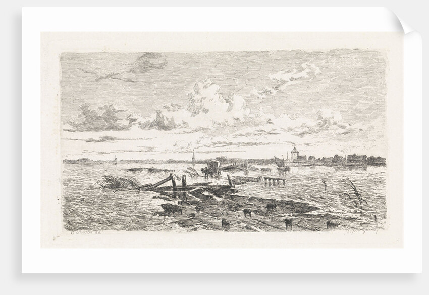 Flooded landscape between Oss and Lith The Netherlands by Cornelis Springer