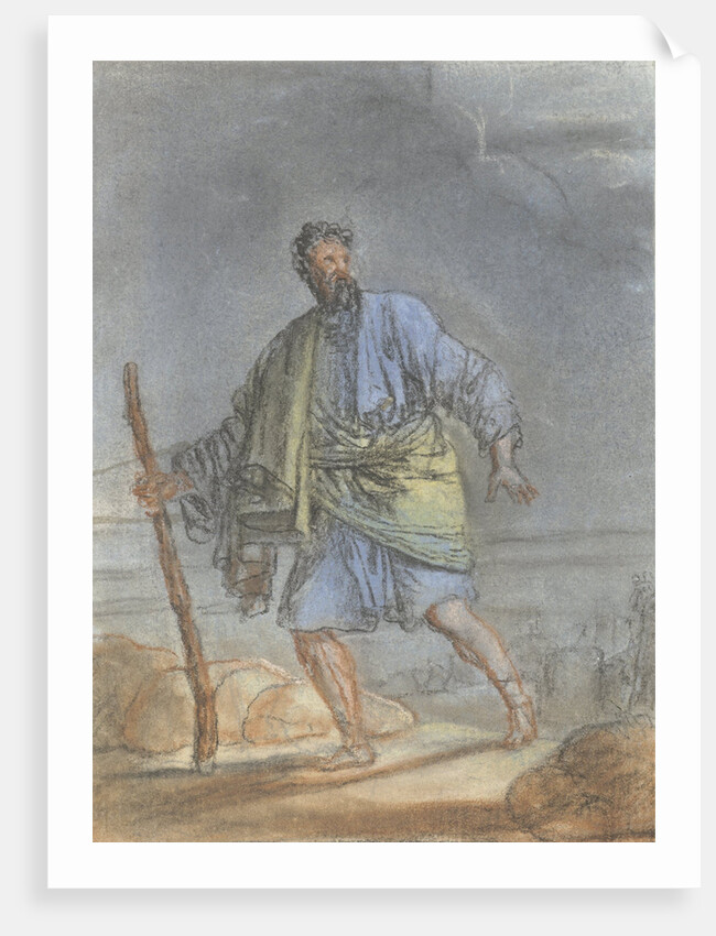 Running man with stick by Anonymous