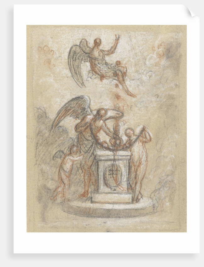 Allegory of Time and other figures around monument or altar by Anonymous