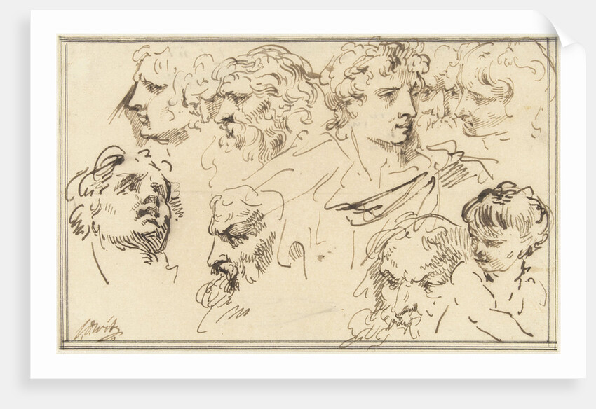 Study Sheet with ten heads by Jacob de Wit