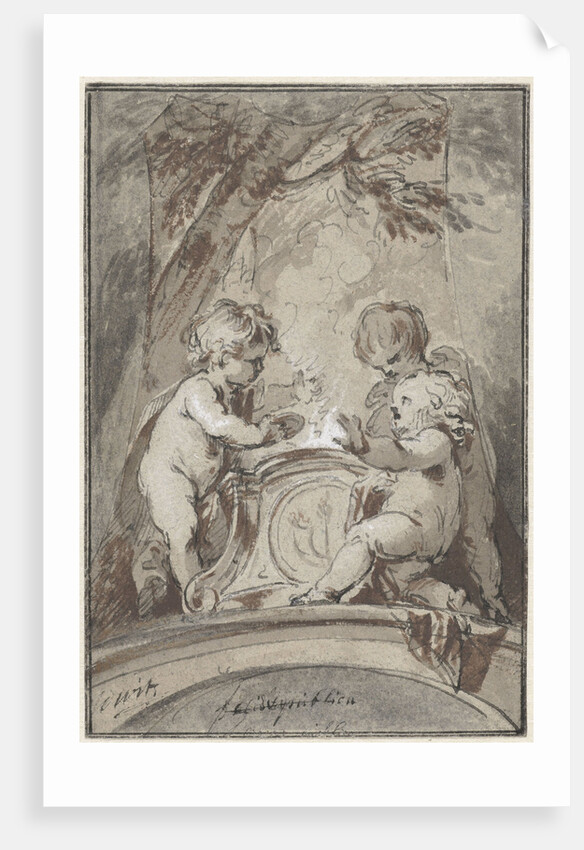 Allegory with three putti at an altar by Jacob de Wit