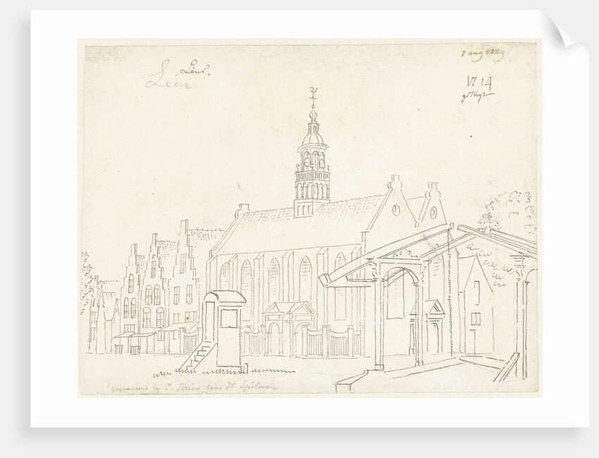 The church and a drawbridge in the village Leur by Cornelis Pronk
