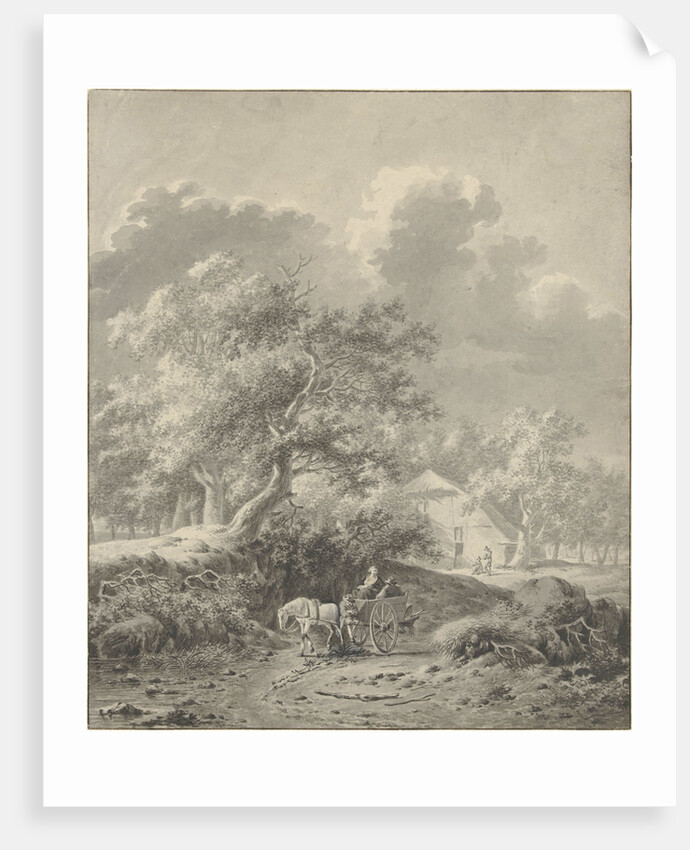 Landscape with horse and wagon by Dirk Jan van der Laan