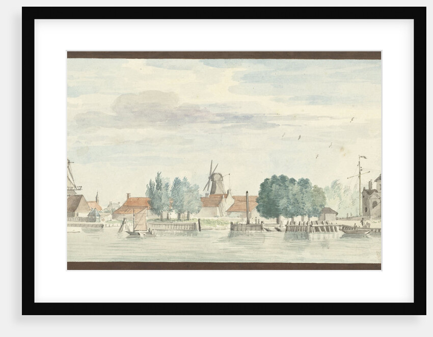 View of Dordrecht with Rietdijkspoort and windmills The Netherlands by Aert Schouman