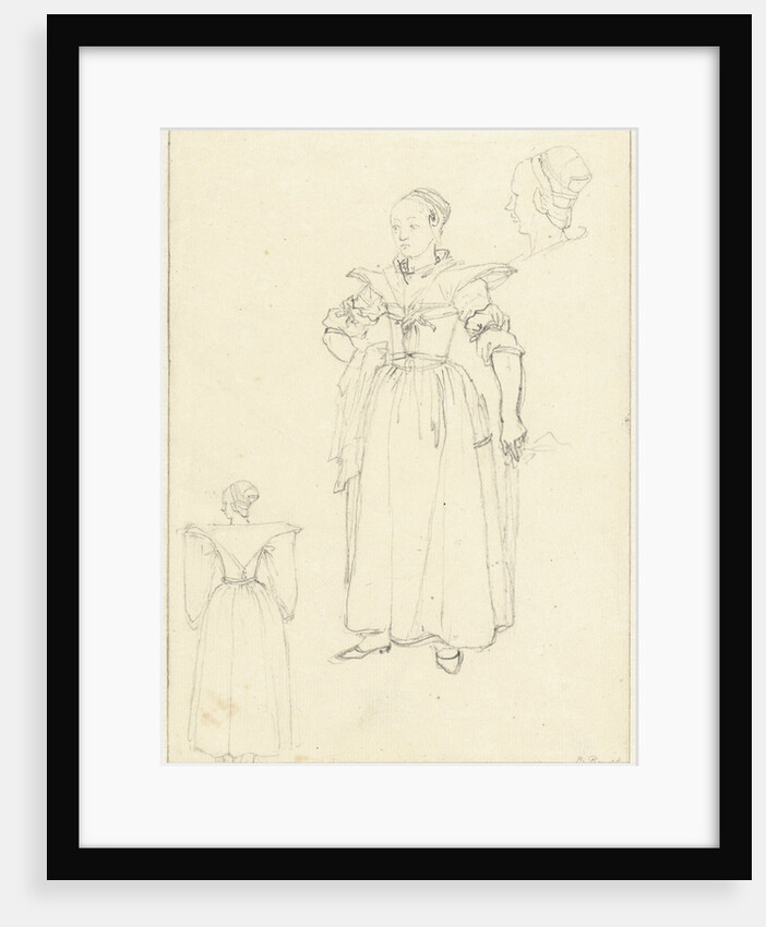 Three sketches from the costume of a woman from Axel The Netherlands by Bernard Picart