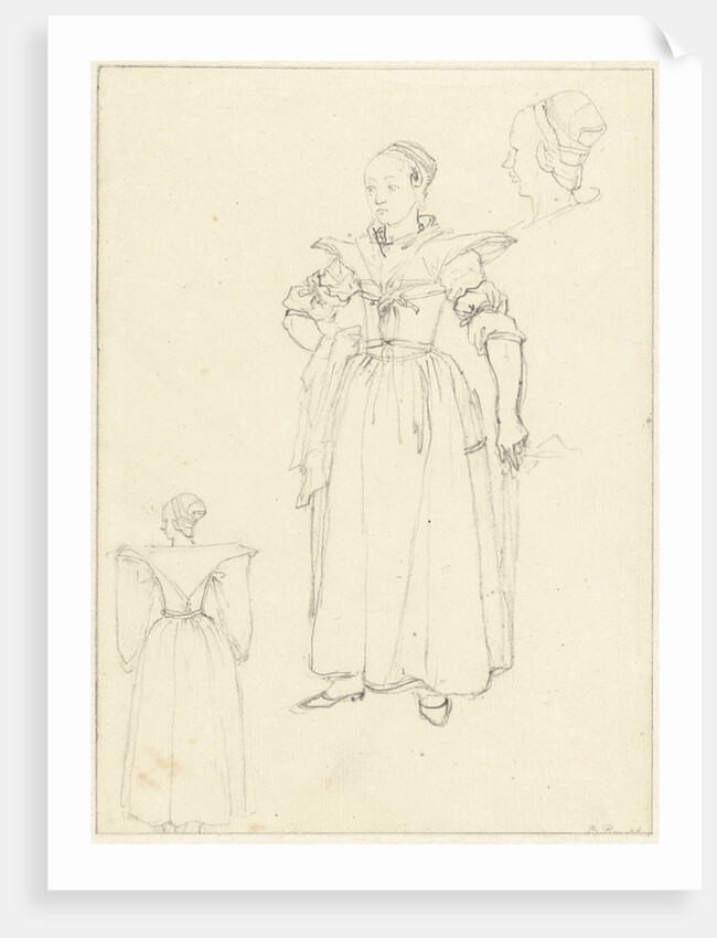 Three sketches from the costume of a woman from Axel The Netherlands by Bernard Picart