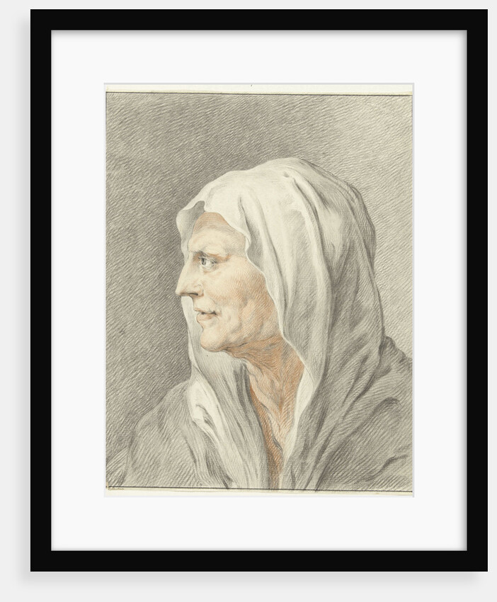 Head of old woman with headscarf by Jean Bernard