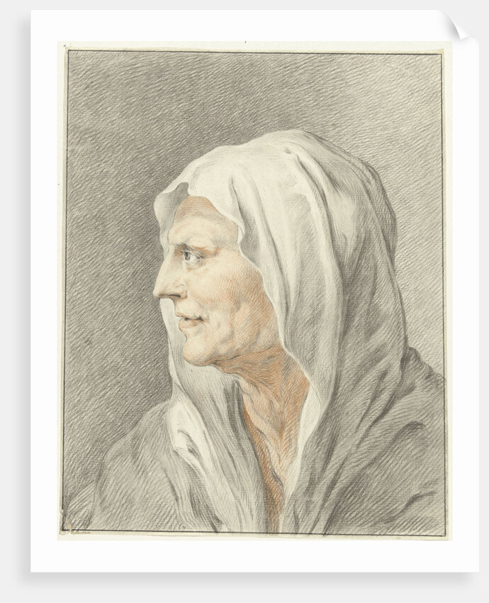 Head of old woman with headscarf by Jean Bernard