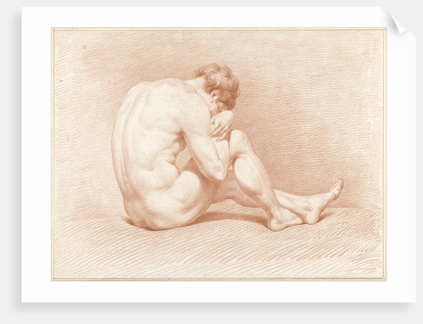 Seated male nude by Jacob Willemz. de Vos