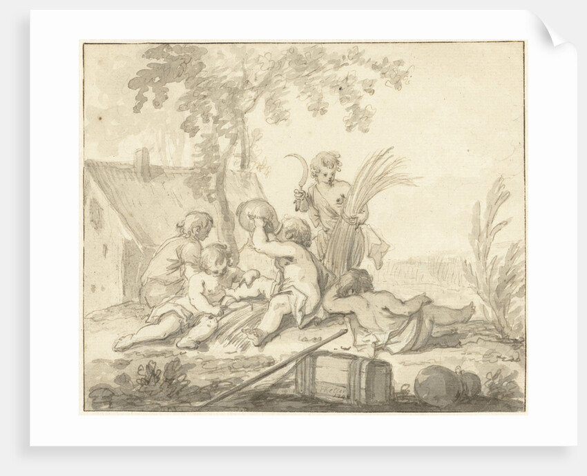 Allegory with children and Agricultural attributes by Johann Heinrich Keller II