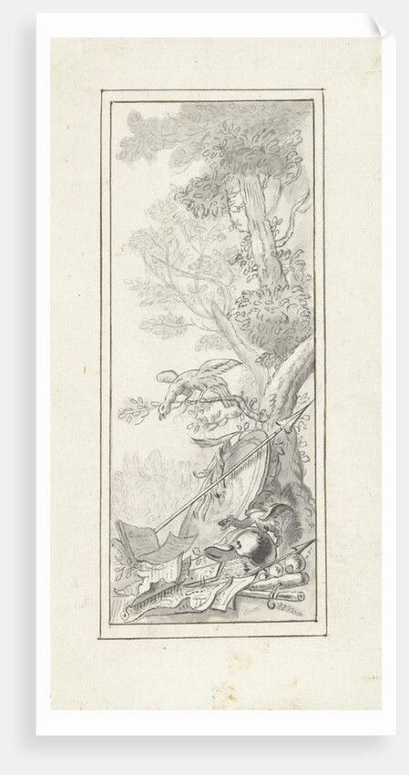 Design for a room decoration: a panel with birds by Abraham Meertens