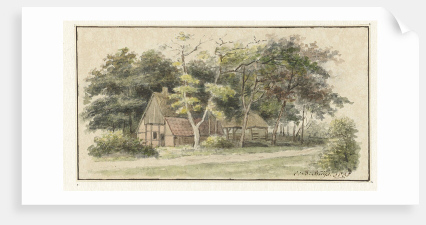 Farm between trees by Cornelis Bernardus Buijs