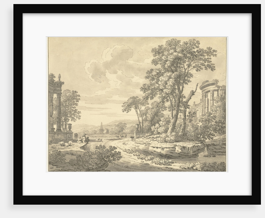 Italian landscape with ruins by Johann Heinrich Müntz