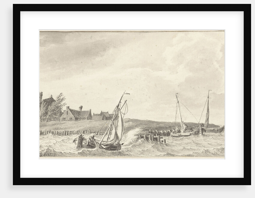 Boats at a dike by Tako Hajo Jelgersma