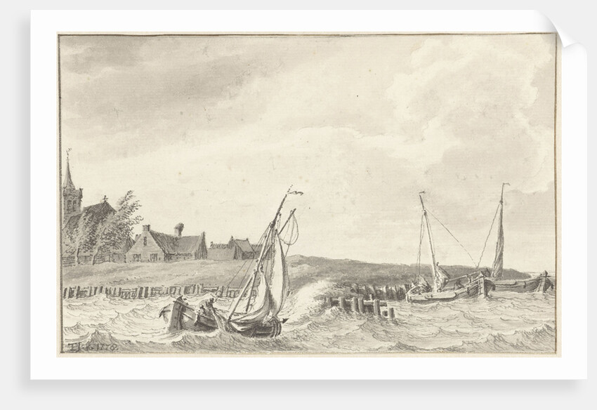 Boats at a dike by Tako Hajo Jelgersma