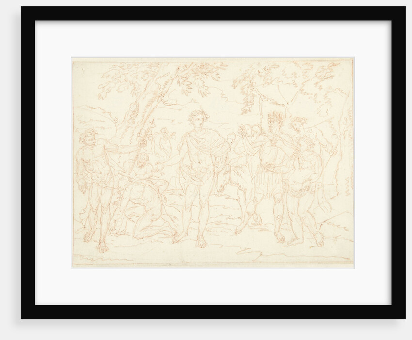 Mythological representation with man standing between two groups of spectators by Louis Fabritius Dubourg