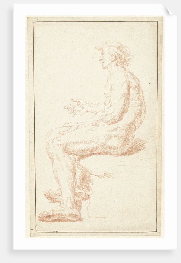 Study of seated male nude by Louis Fabritius Dubourg