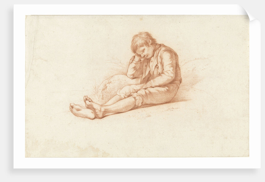 Sitting boy with arms under head by Abraham Johannes Ruytenschildt