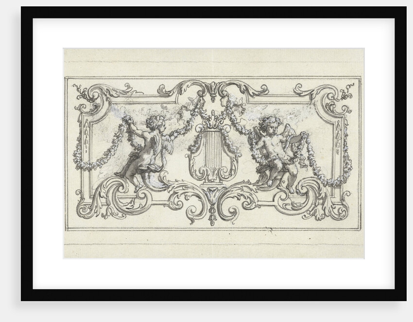 Panel Filling with putti with festoons on either side of a winch by Bernard Picart