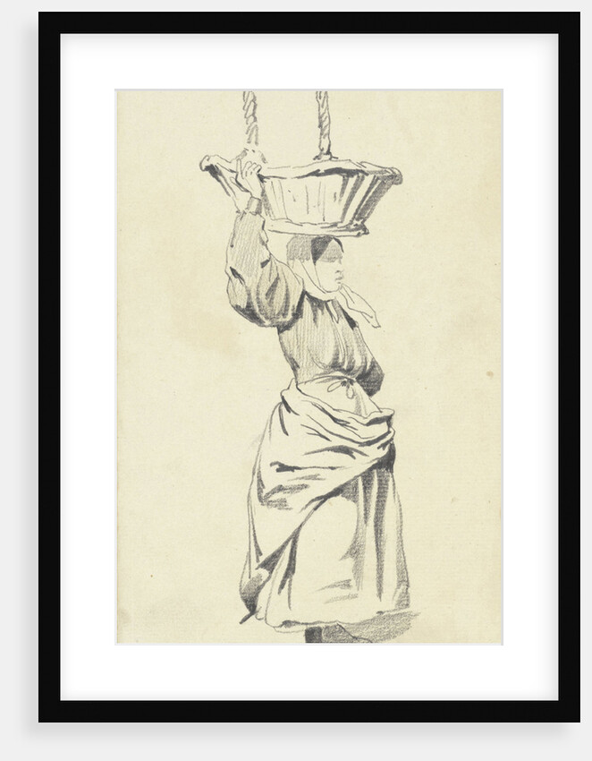 Woman standing with basket on head by Pieter van Loon