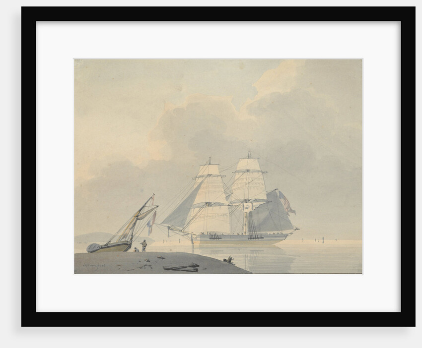 Sailing ship in still water by Lodewijk Gilles Haccou