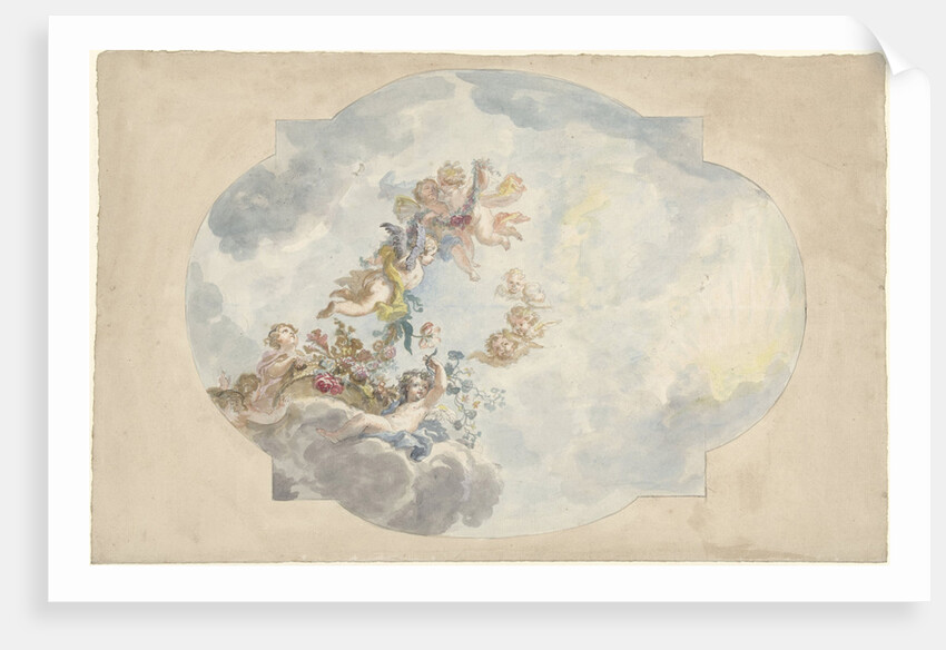 Design for a ceiling painting with putti by Elias van Nijmegen