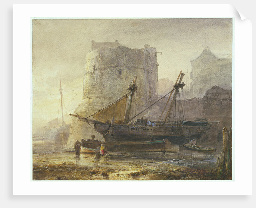 Ships at low tide in a French port by Wijnand Nuijen