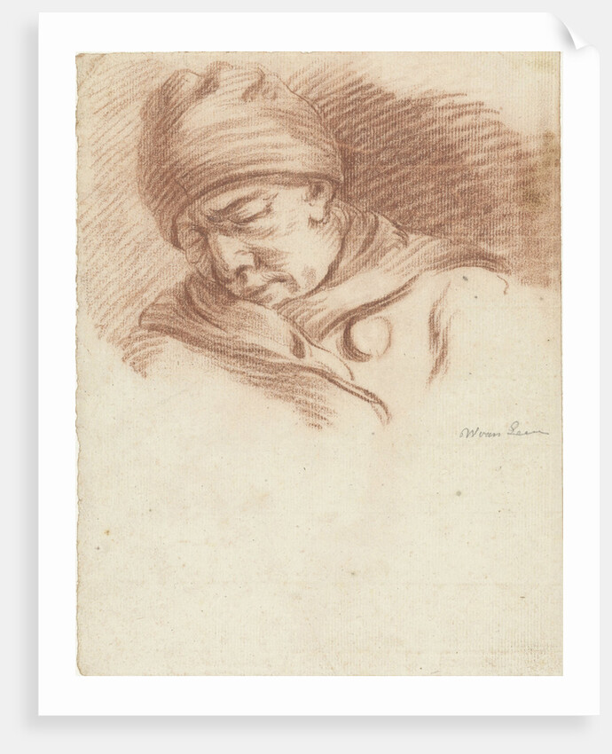 Sleeping man with hat (self portrait?) by Willem van Leen