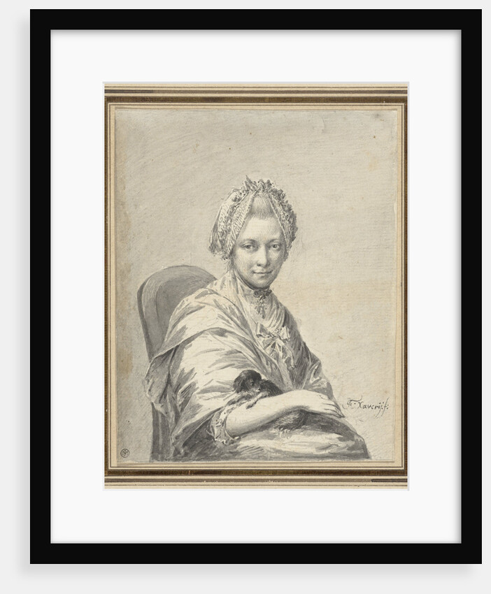 Portrait of a Young Woman with a dog by Franciscus Xaverius Xavery
