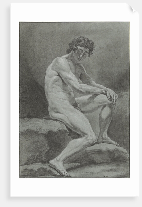 Seated male nude by Hendrik Lageman