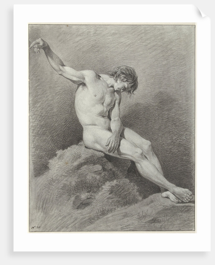 Seated male nude by Pièrre Recco