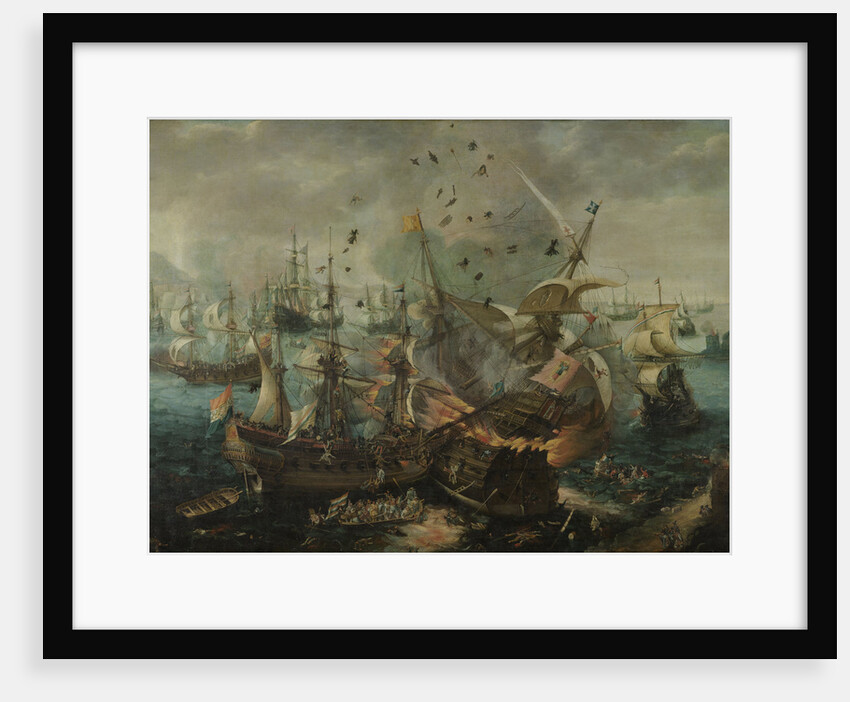 The Explosion of the Spanish Flagship during the Battle of Gibraltar by Cornelis Claesz. van Wieringen