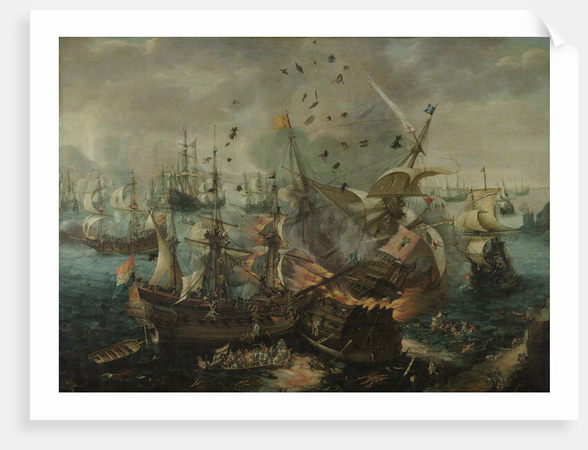 The Explosion of the Spanish Flagship during the Battle of Gibraltar by Cornelis Claesz. van Wieringen