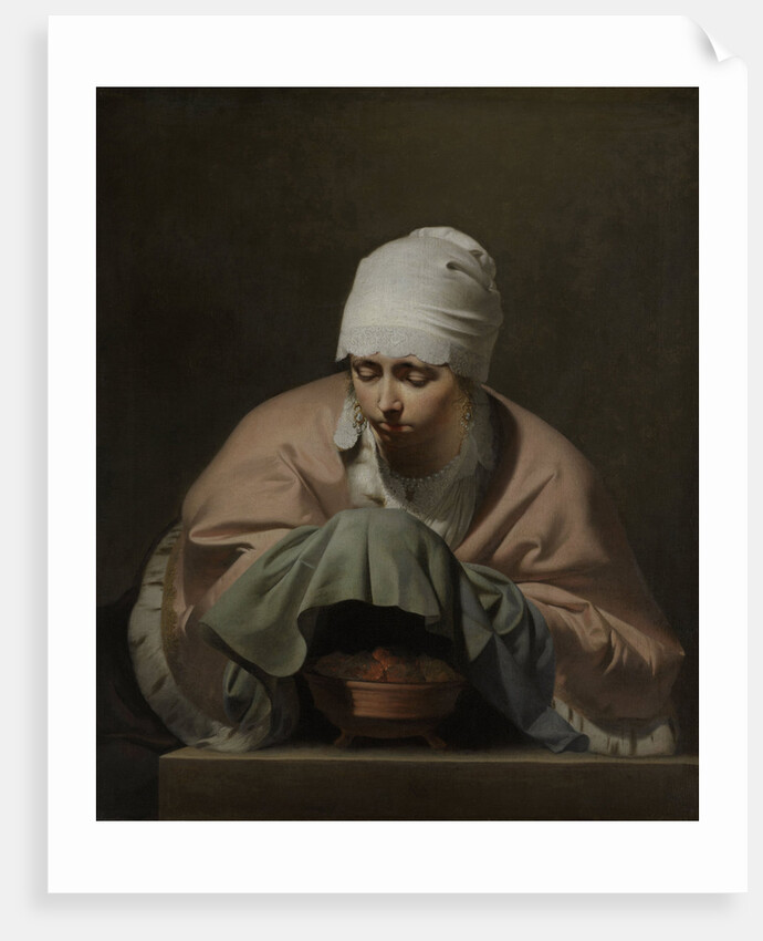 A Young Woman Warming her Hands over a Brazier: Allegory of Winter by Caesar Boëtius van Everdingen