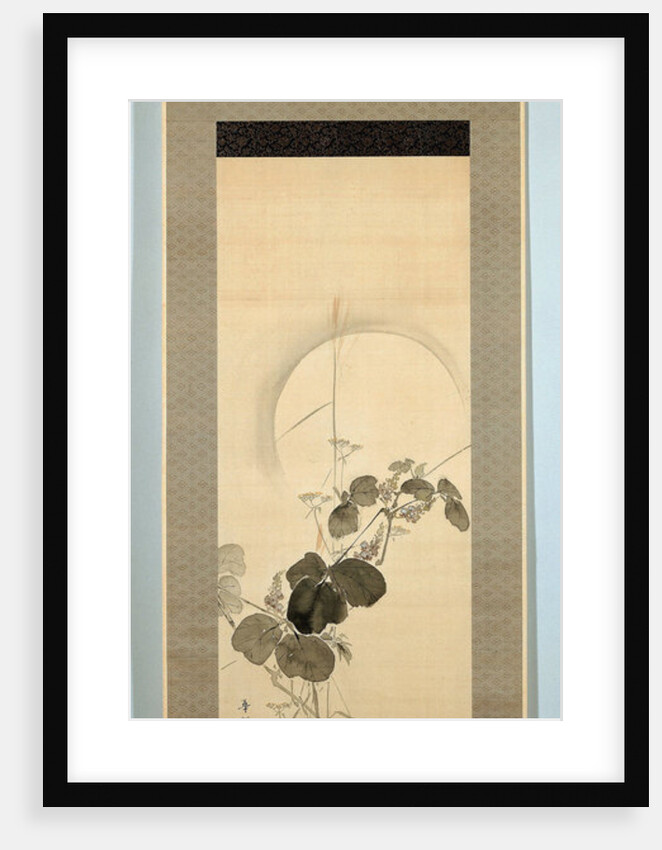 Autumn Grasses at full moon by Suzuki Kason