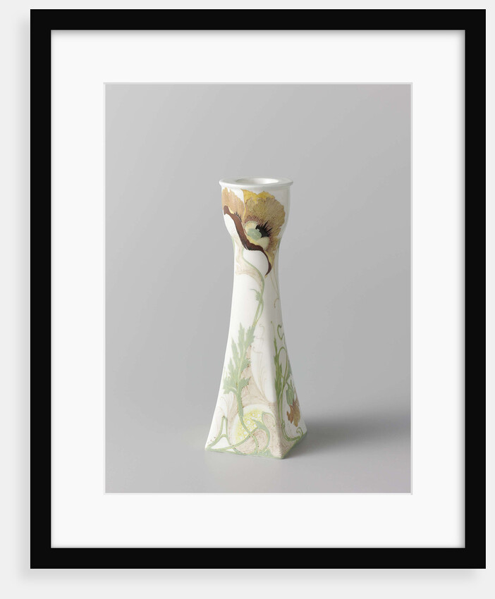 Porcelain candlestick painted with flowers by Sam Schellink