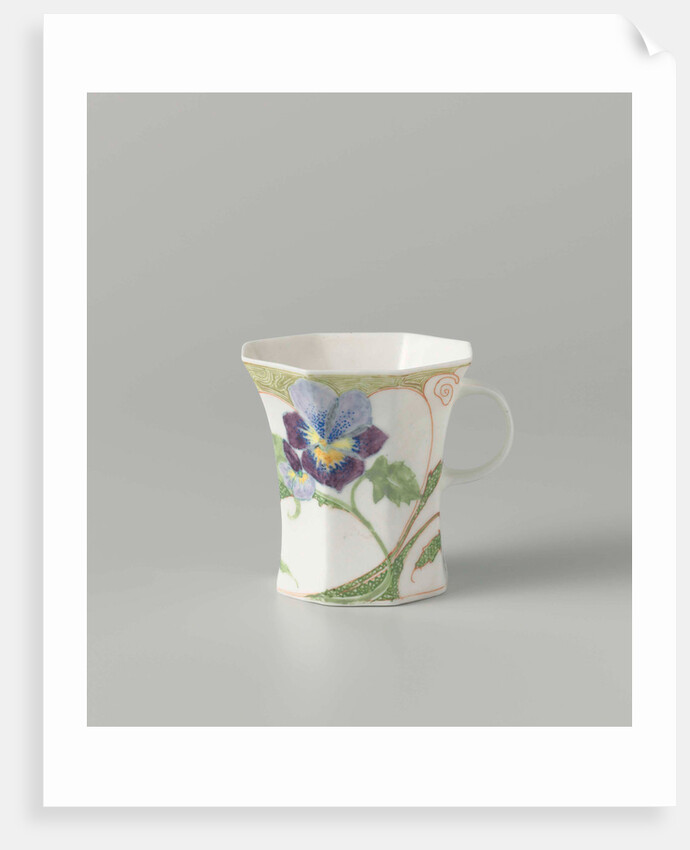 Cup, part of a set, painted with violins by C.W.J. 't Hart