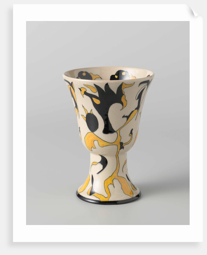 Vase, cup-shaped, with decor in black and yellow by Albert Peters