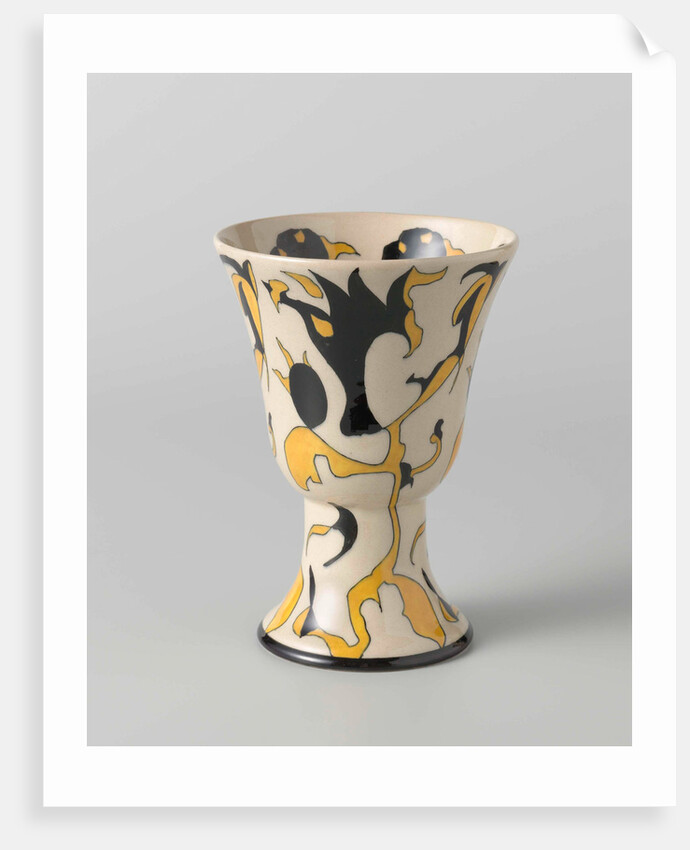 Vase, cup-shaped, with decor in black and yellow by Albert Peters